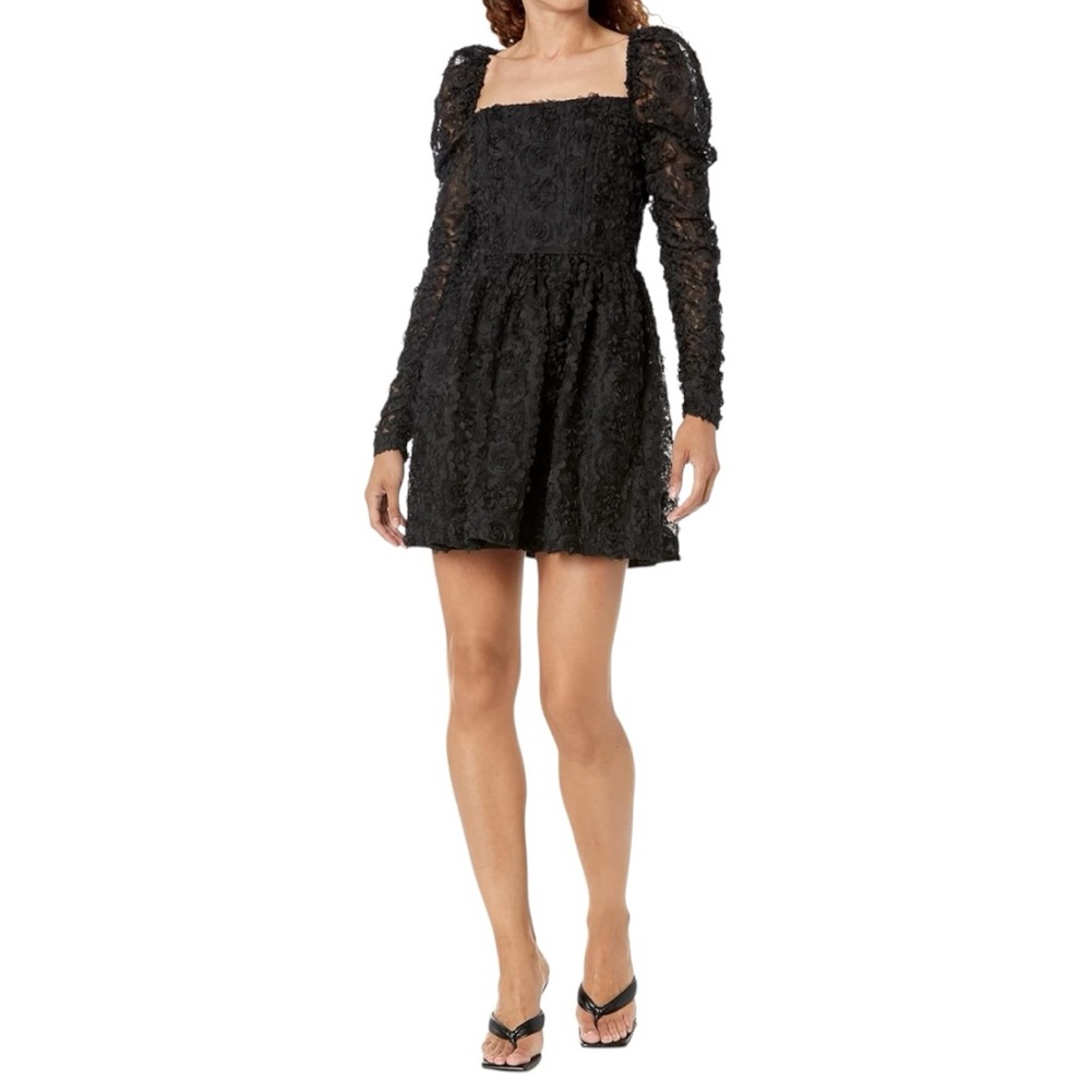 BLACK HALO Alister Floral Corset Mini Dress in Onyx